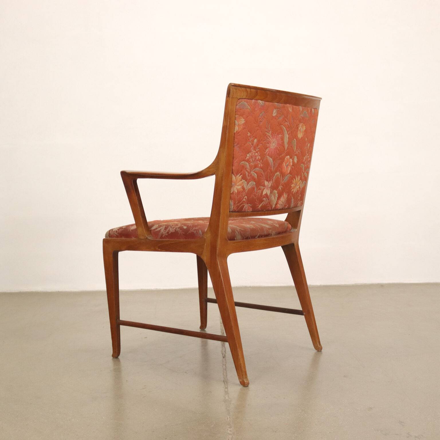 Vintage armchair in mahogany and fabric, design, Italy, 1950s
