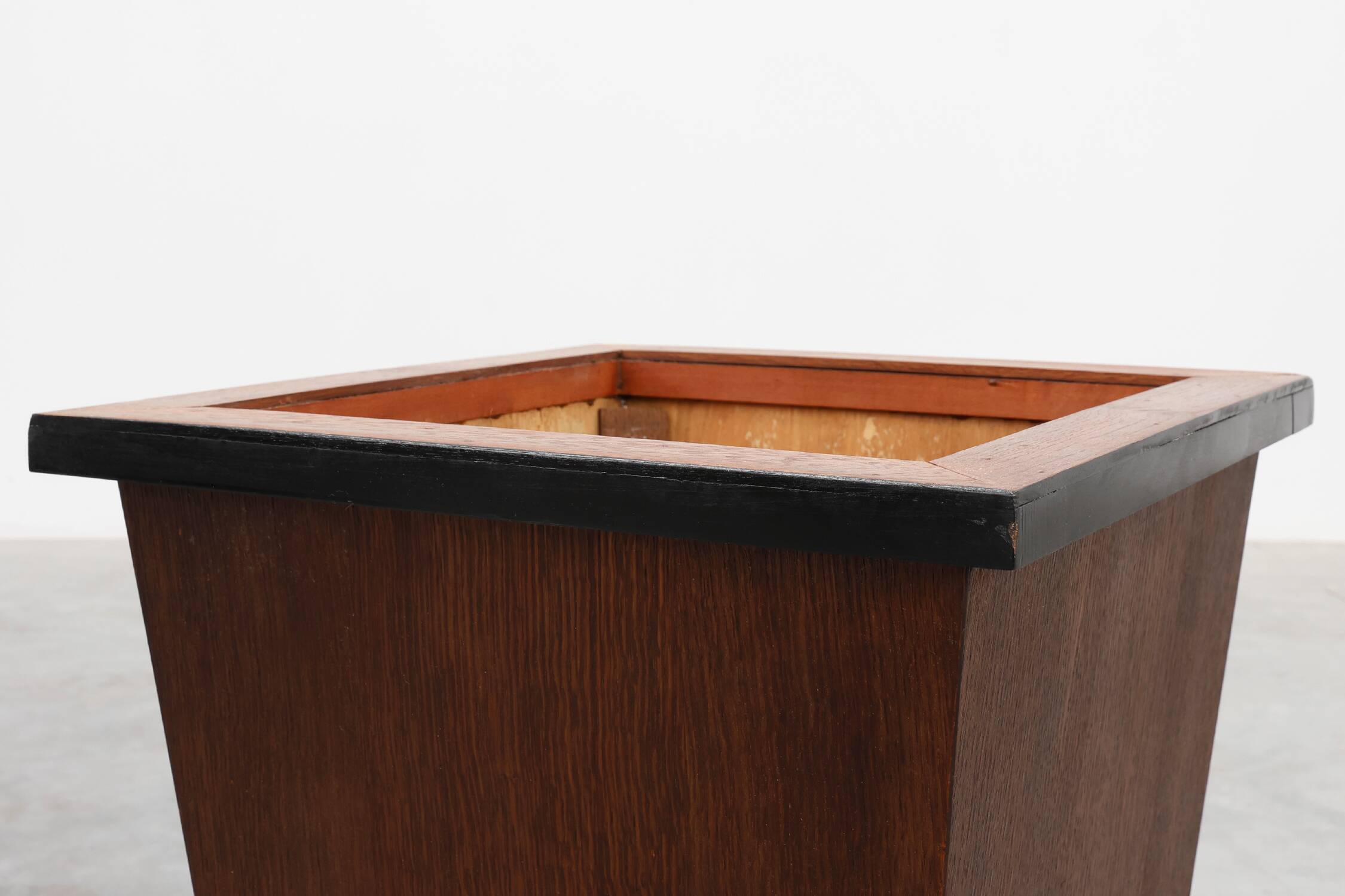 Pair large Art Deco geometric square oak planters, France 1930s