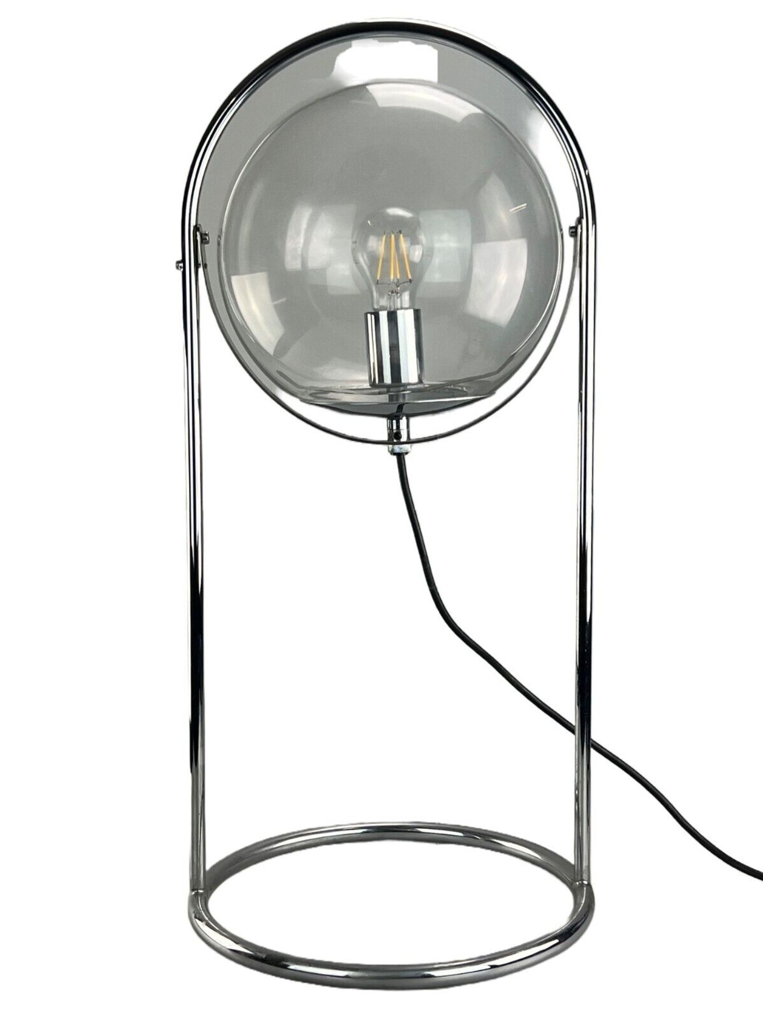 Lampe à boule de table space age design verre métal, 60s 70s