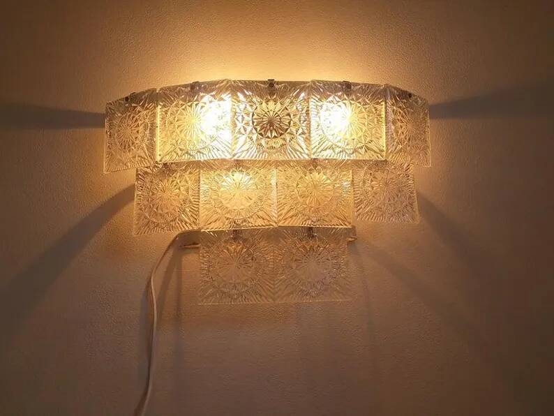 Midcentury Large Wall Lamp Kamenicky Senov, 1970s