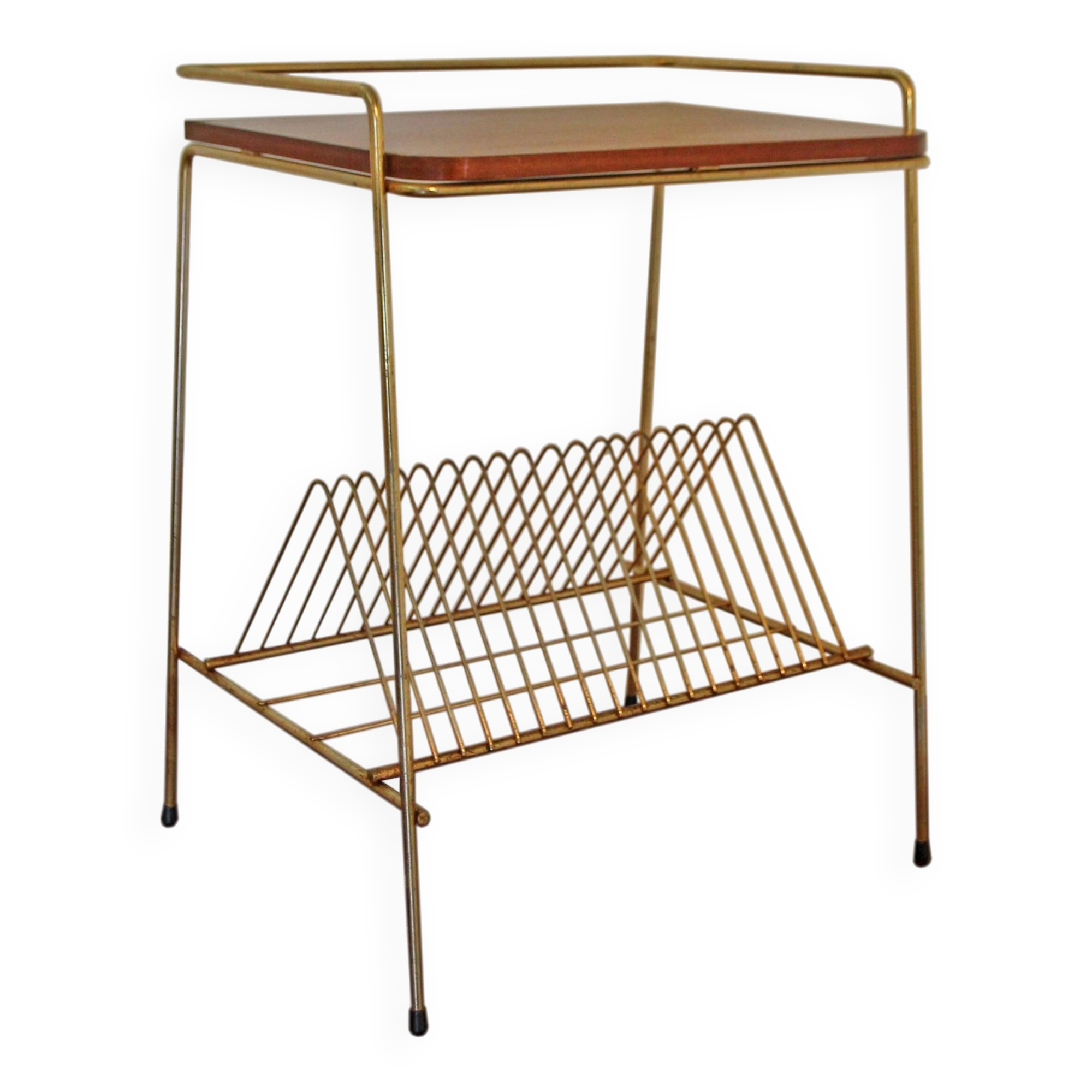 Vintage magazine rack end table, 1960s