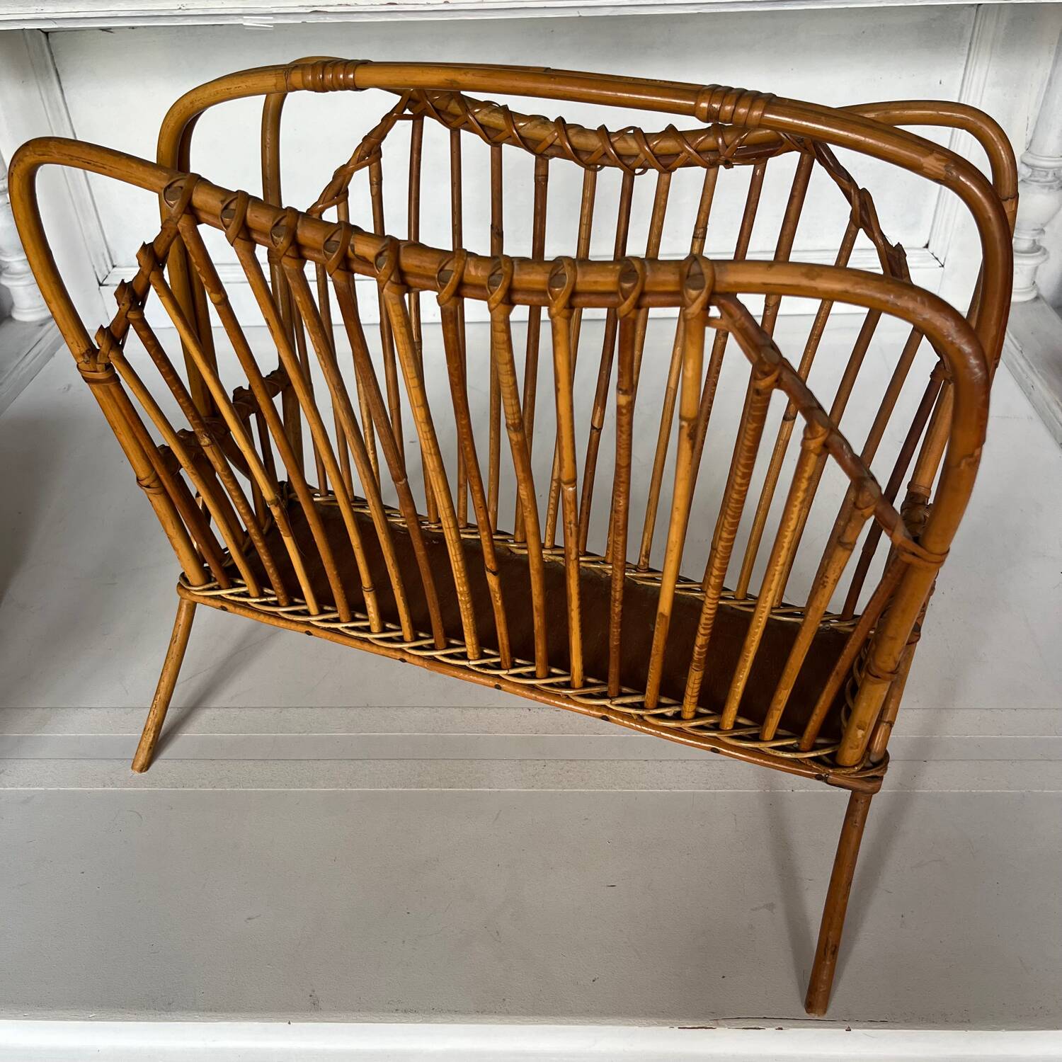 Rattan magazine rack