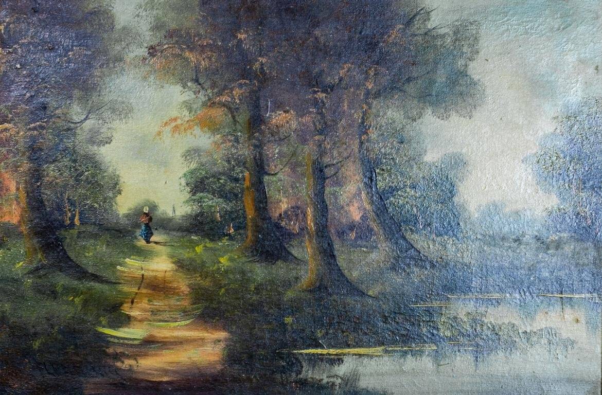 Forest Landscape, 20th Century, Oil on Canvas, Framed