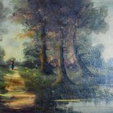 Forest Landscape, 20th Century, Oil on Canvas, Framed