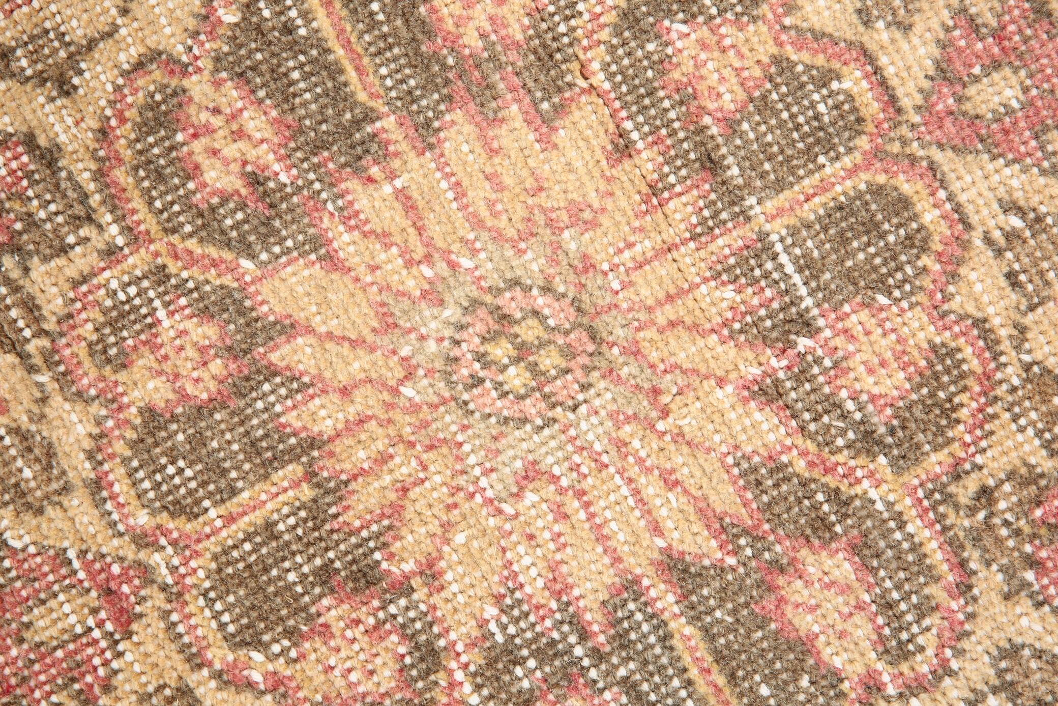 3x12 Pale Red Cream Soft Wool Vintage Runner Rug