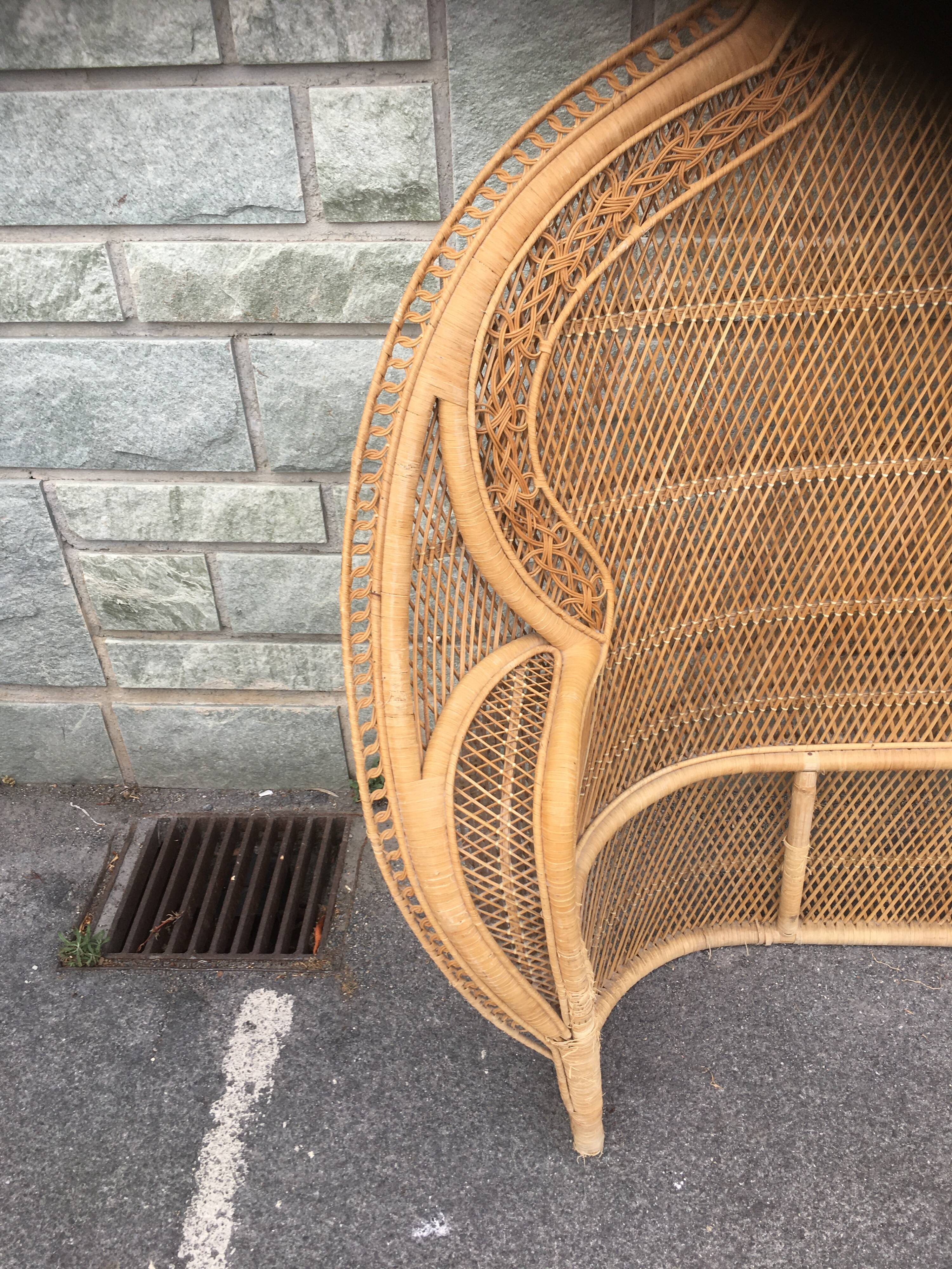 Vintage rattan headboard from the 1970s