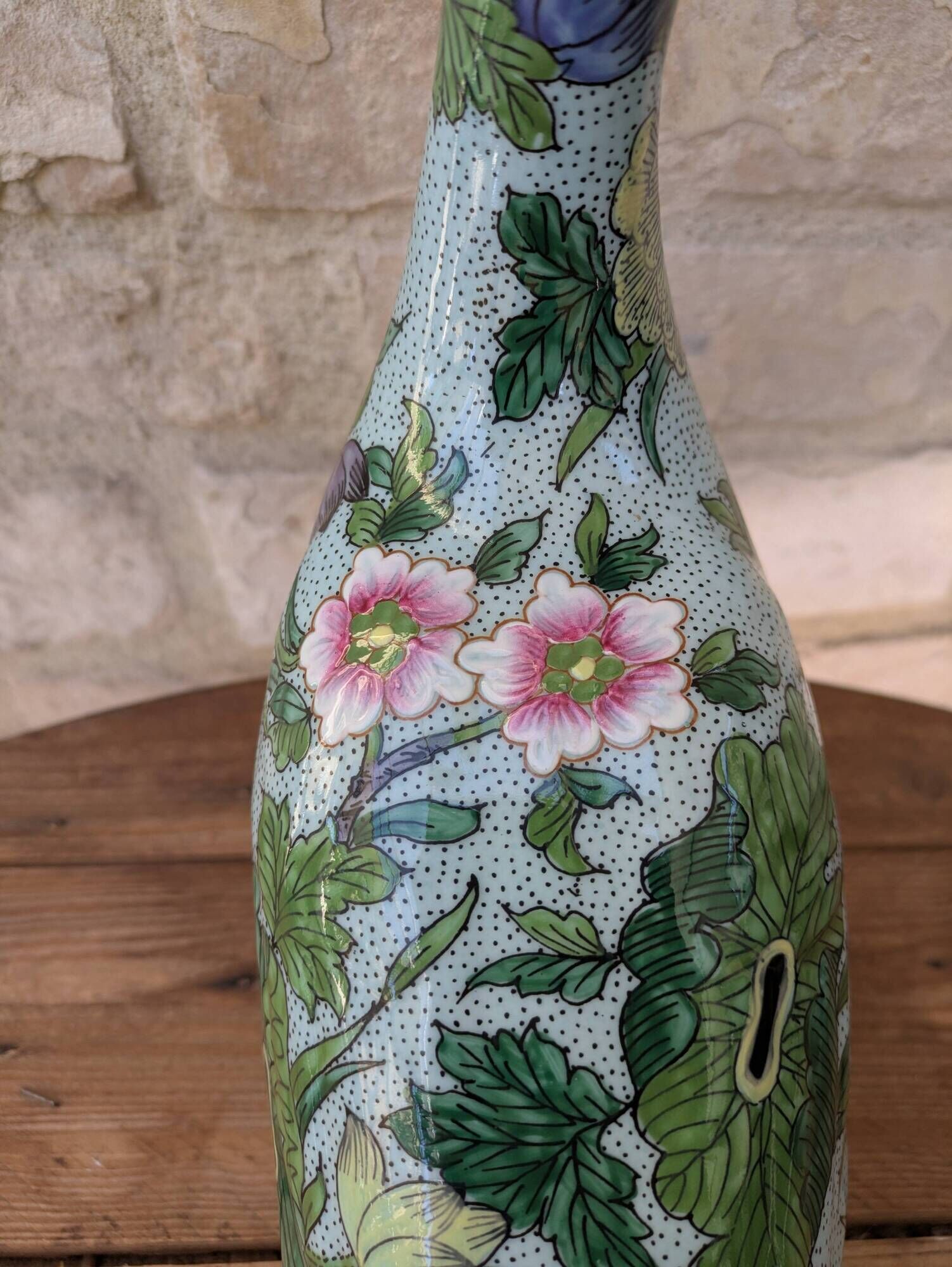 Very beautiful polychrome decorative duck cane statue in Porcelain from Par