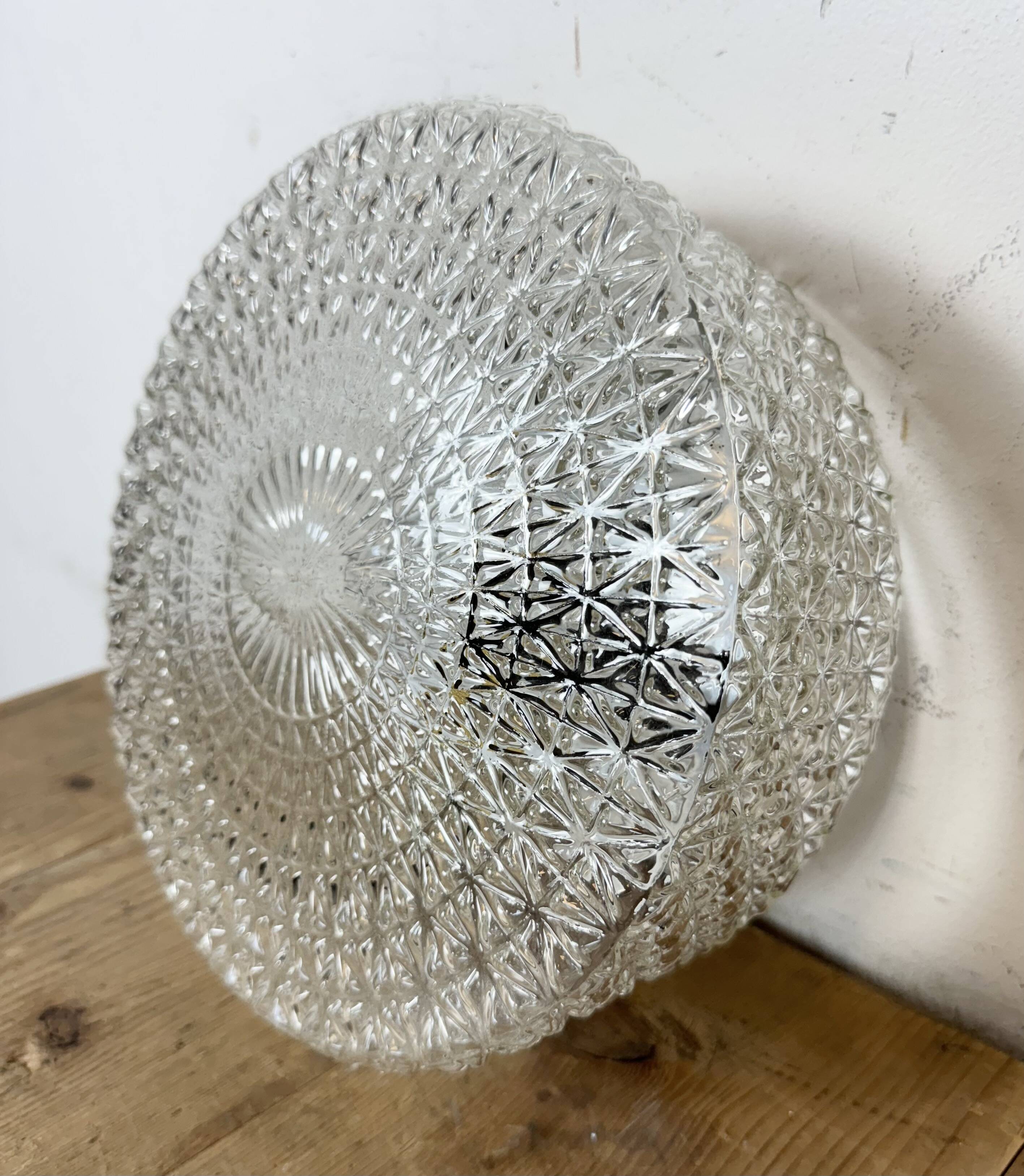 Vintage Glass Wall or Ceiling Light, 1970s