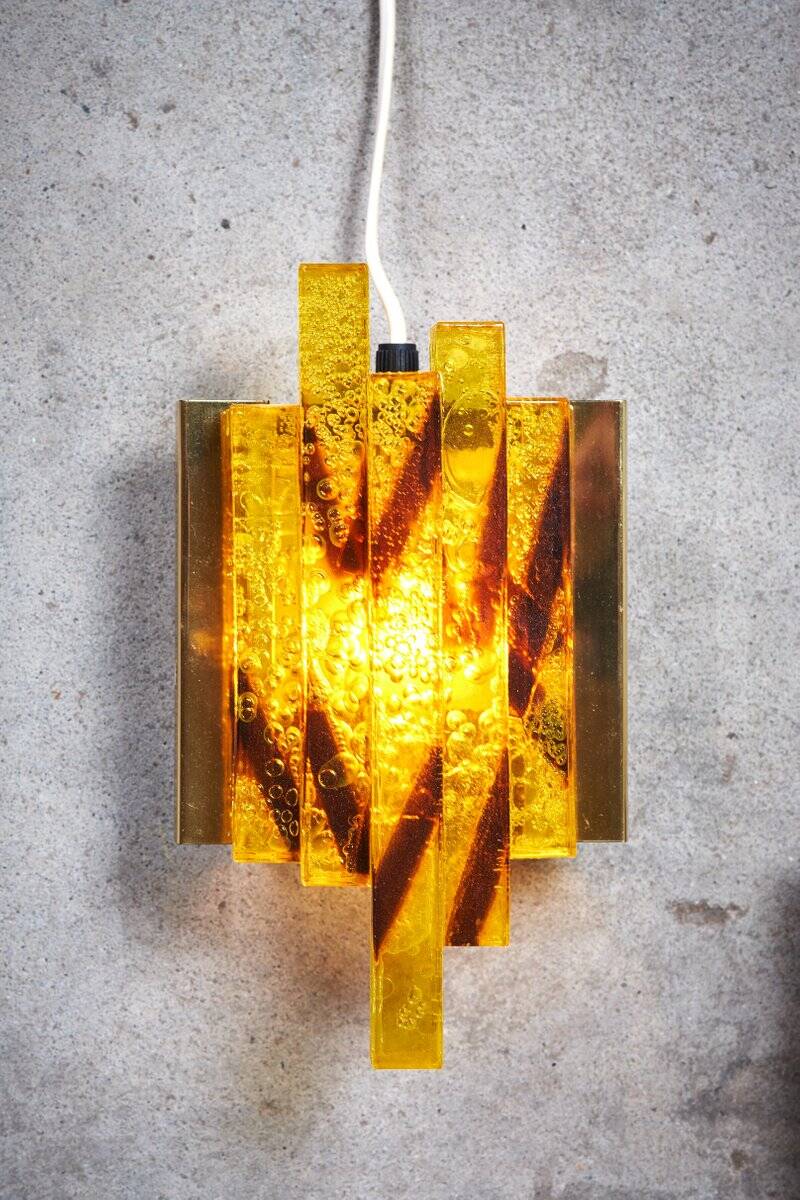 Mid-Century Crystal Glass Wall Lights, Denmark, Set of 2