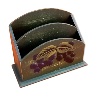 Painted wooden letter holder with fruit decoration