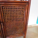 Support buffet bibus woven rattan 2 doors in caning - vintage 60s/70s