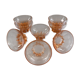 Lot de 8 coupelles en verre moulé rose vintage, années 40-50