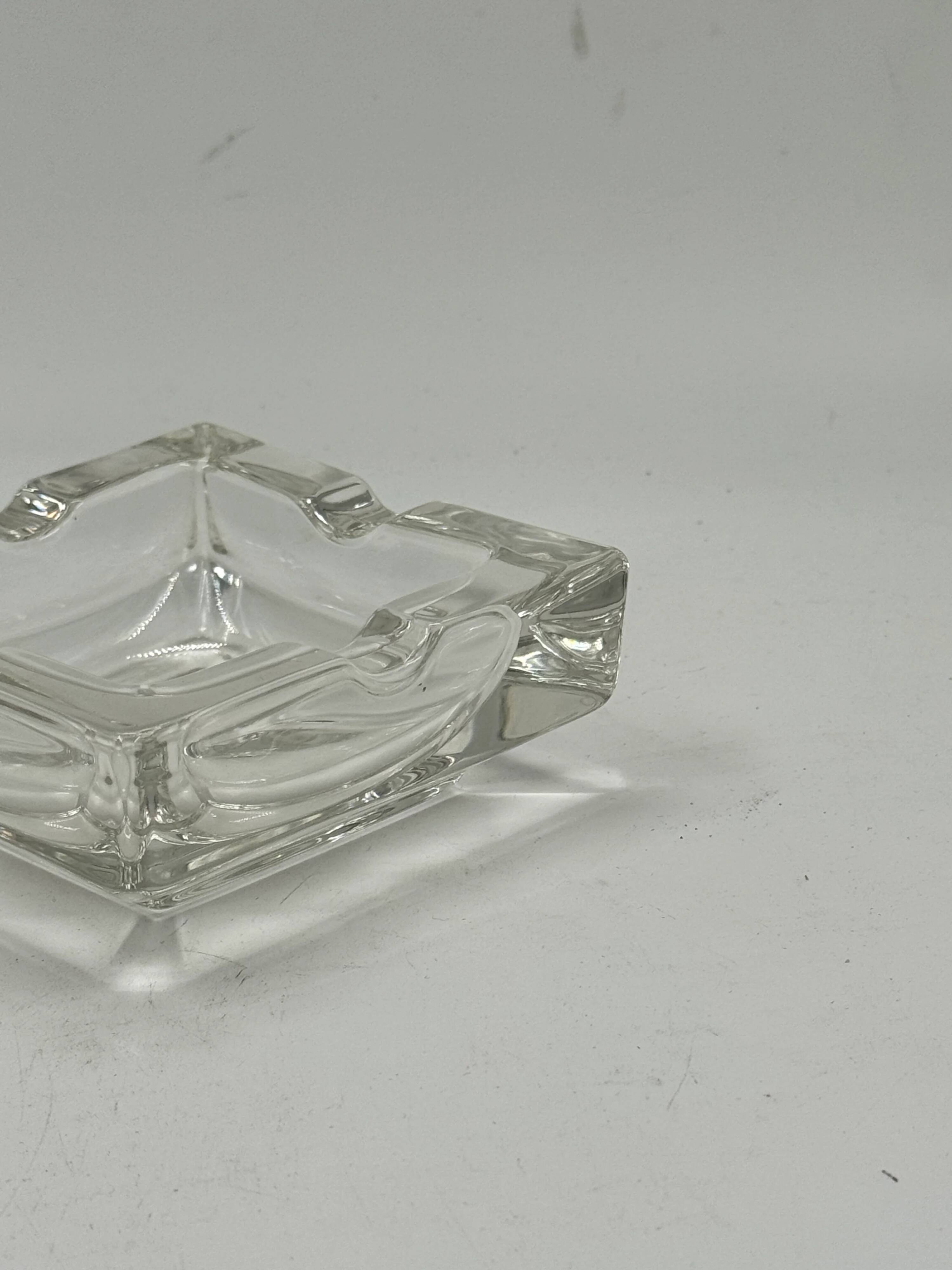 Vintage rectangular glass ashtray, design with two cigarette rests.