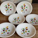 Six vintage plates in fine earthenware from Gien service "Gentilly"