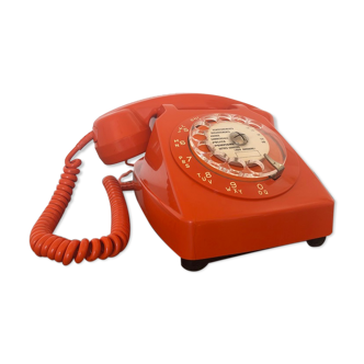 Vintage Orange Socotel dial phone, 1980