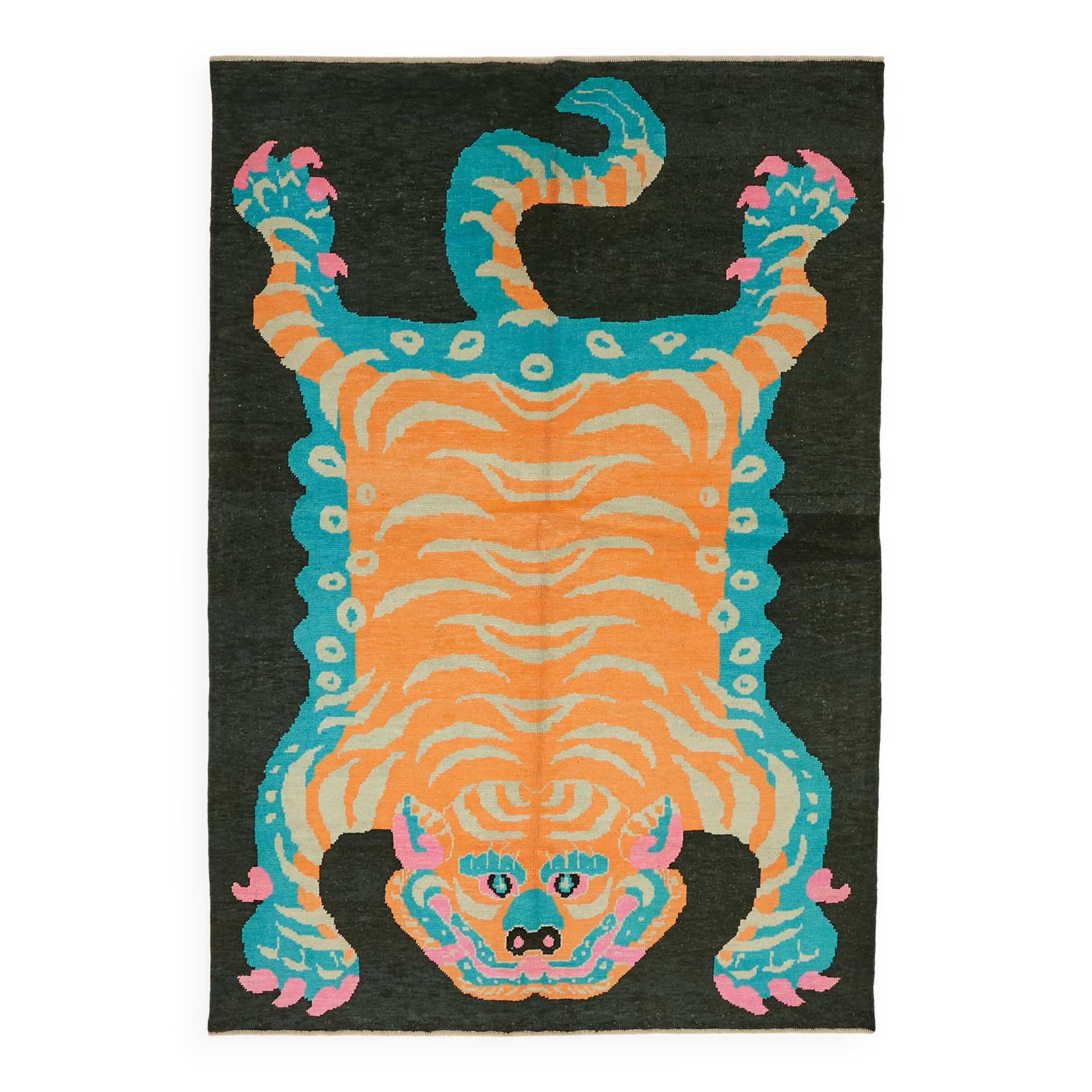 Tapis tigre turc en laine noué à la main 212 cm x 304 cm