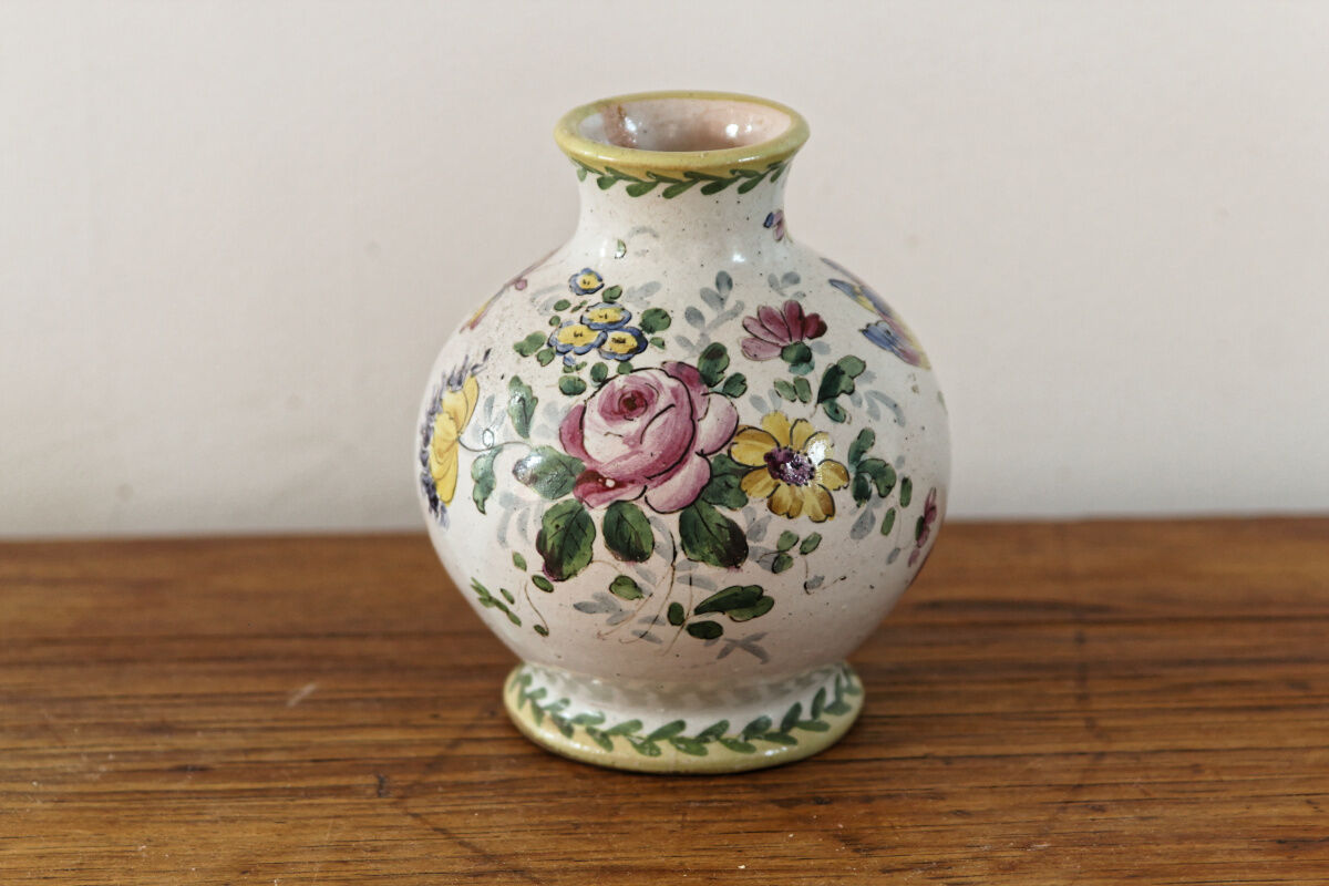 Earthenware ball vase, signed Veuve Perrin