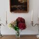 3-arm silver-plated metal candlesticks, candlesticks