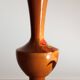 Poët-Laval flower vase, "Isabelle" model, in orange ceramic