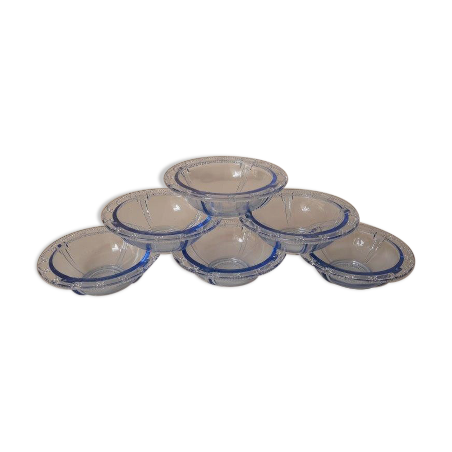 Set of 6 blue glass ramekins