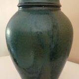 Vase vintage en céramique émaillée, tournée à la main, signature à identifier