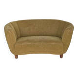 1960s, Danish 2-seater "Banana" sofa, furniture velour, beech wood.