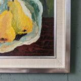 Mid-Century Modern Swedish "Luminous Pears" by Eric Cederberg, Framed Still Life Oil Painting