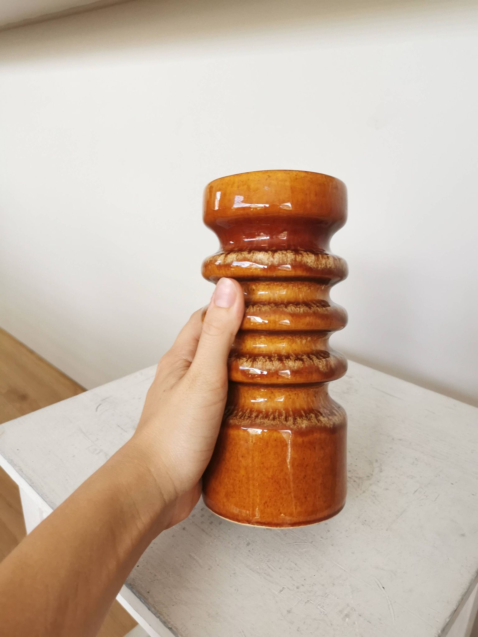 Vase vintage en céramique : poterie ouest-allemande des années 1970
