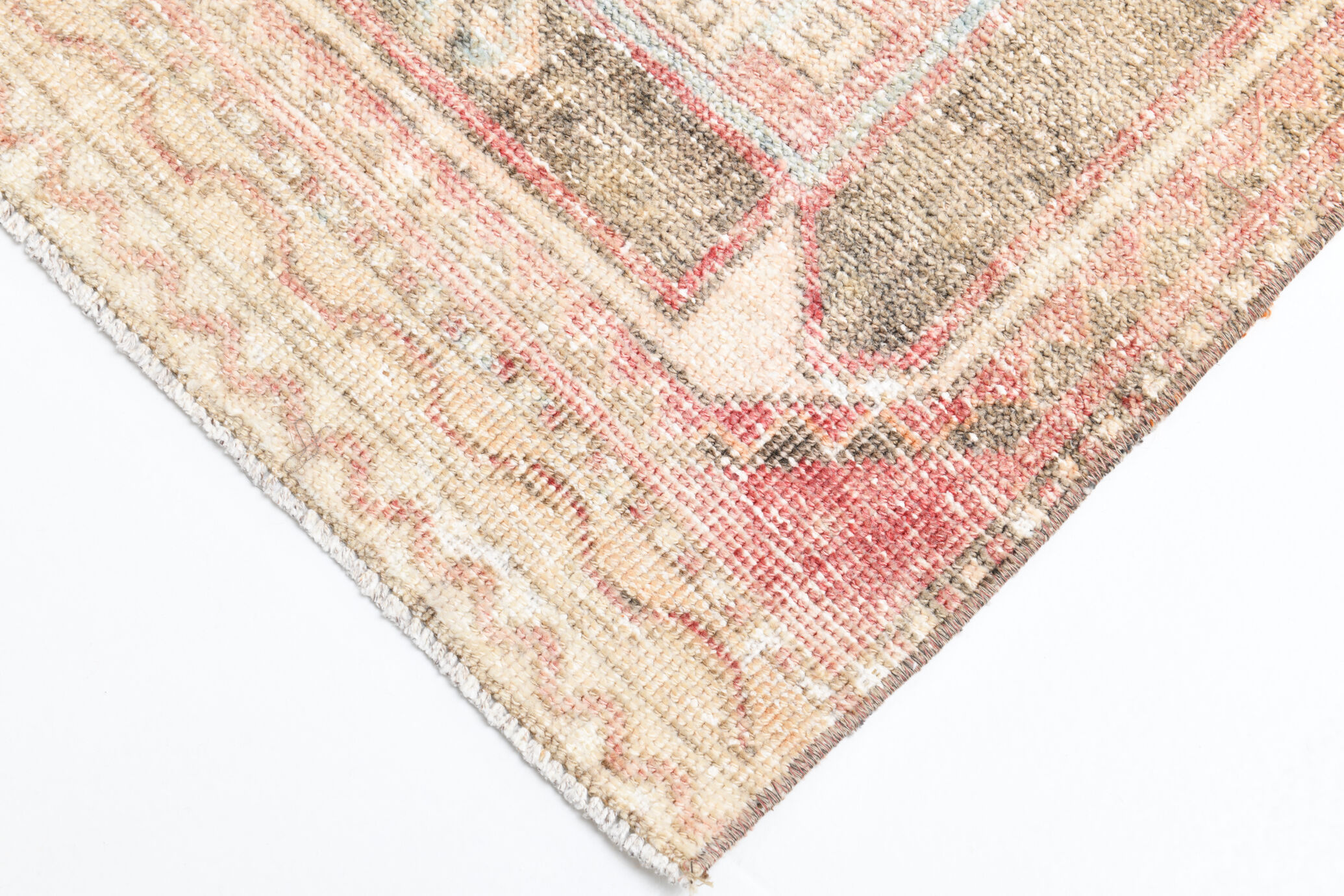 Brown red turkish runner rug, 90x336 cm