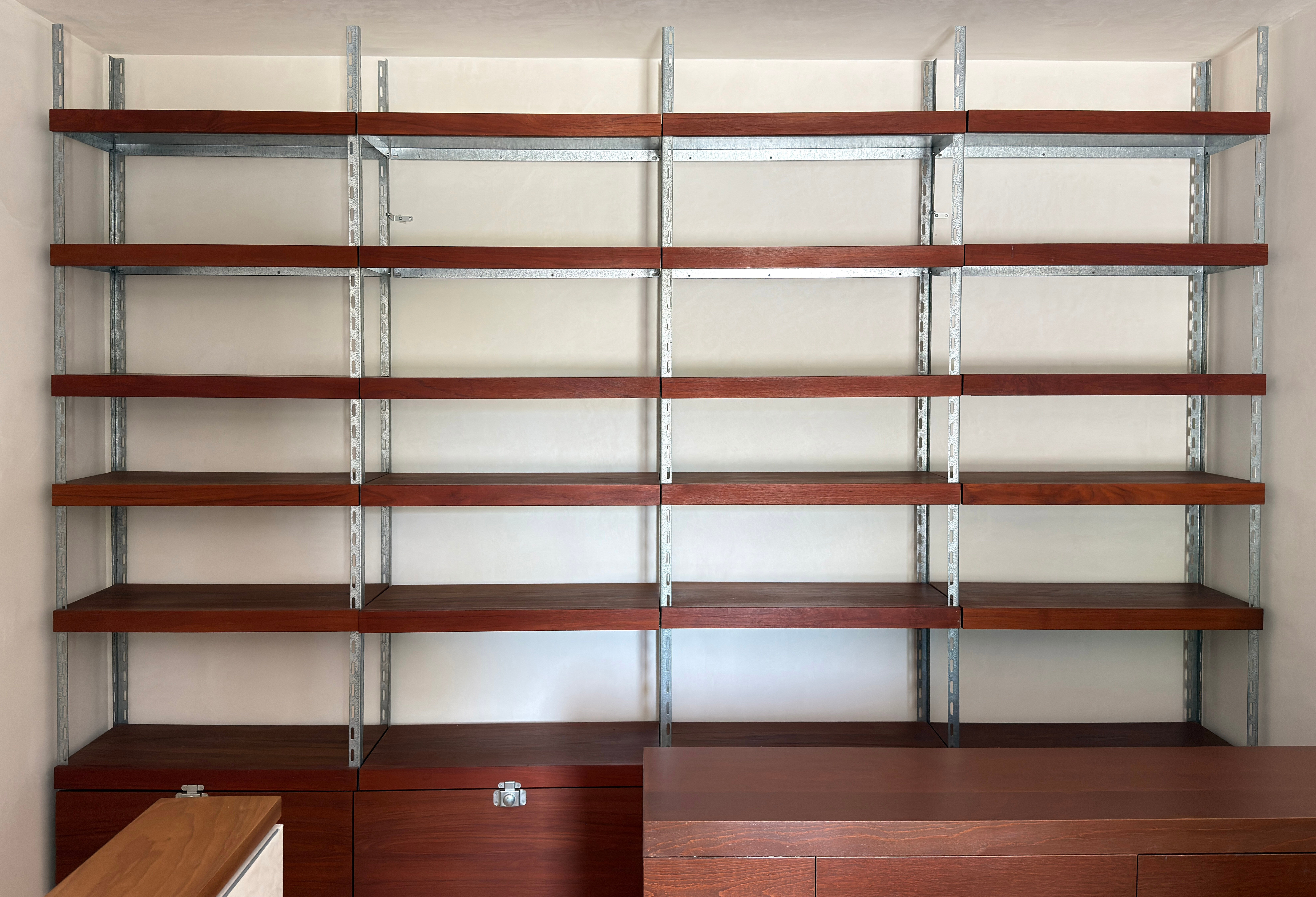 Modular library -- Teak & Galvanised steel structure