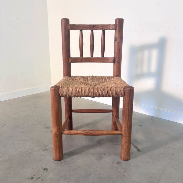 Vintage wicker farmer dining chairs, 1960s