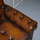 Vintage Chesterfield corner sofa in hand-dyed leather with solid walnut feet.
