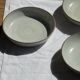 Set of 7 handmade grey glazed ceramic deep plates D18.5 H5.