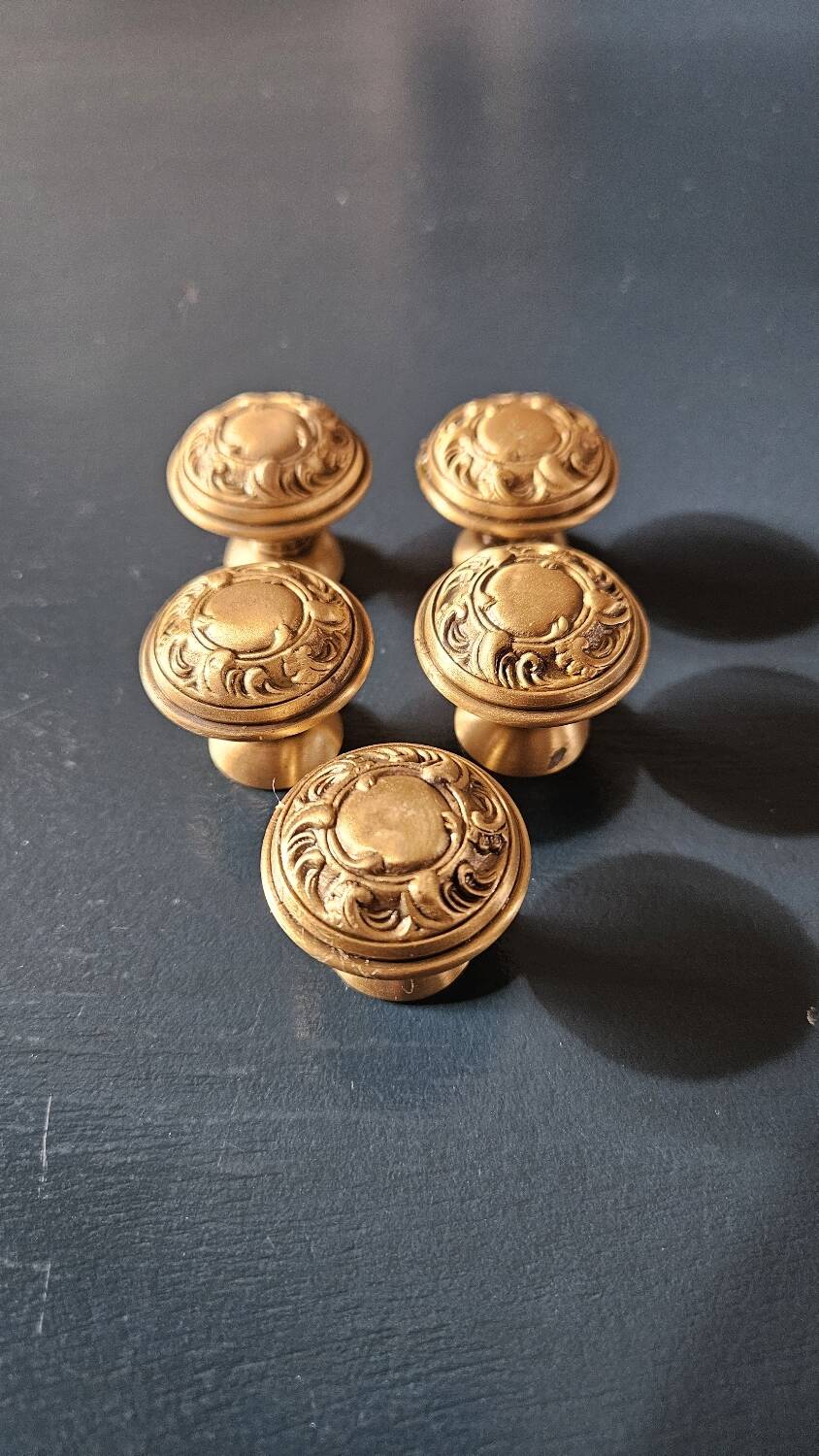 5 brass furniture knobs