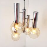 Vintage glass globe chandelier, 1970s