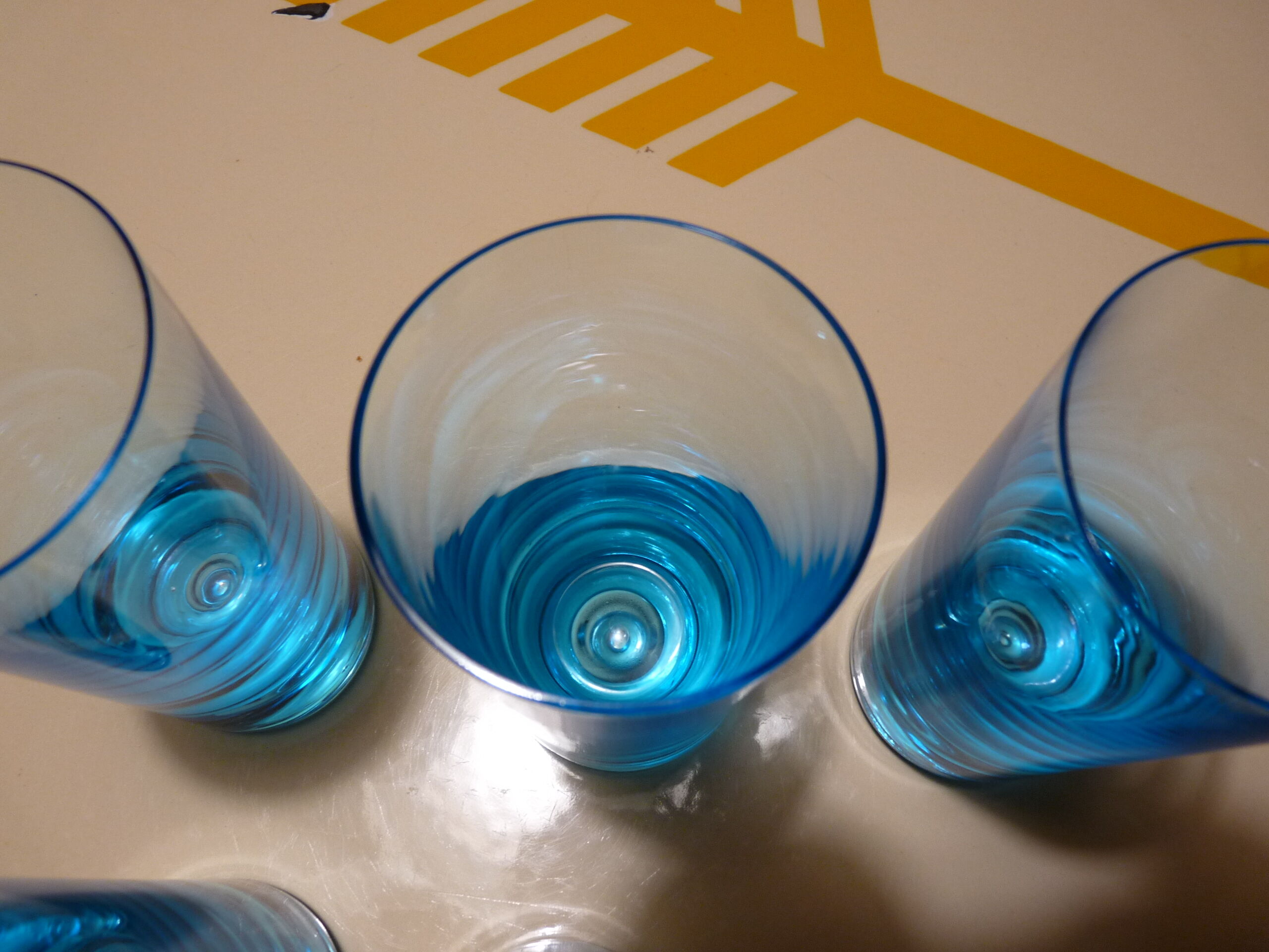 Verres a orangeade coktail bleus turquoise vintage