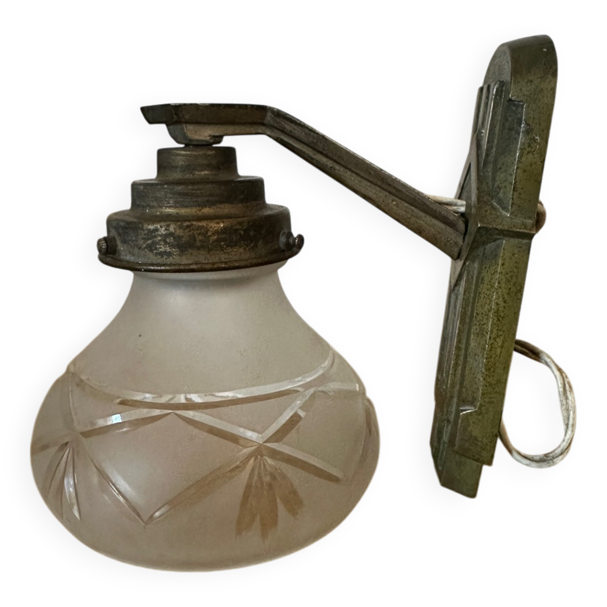 Art Deco wall lamp in metal and glass