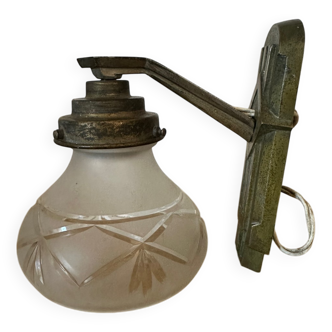 Art Deco wall lamp in metal and glass