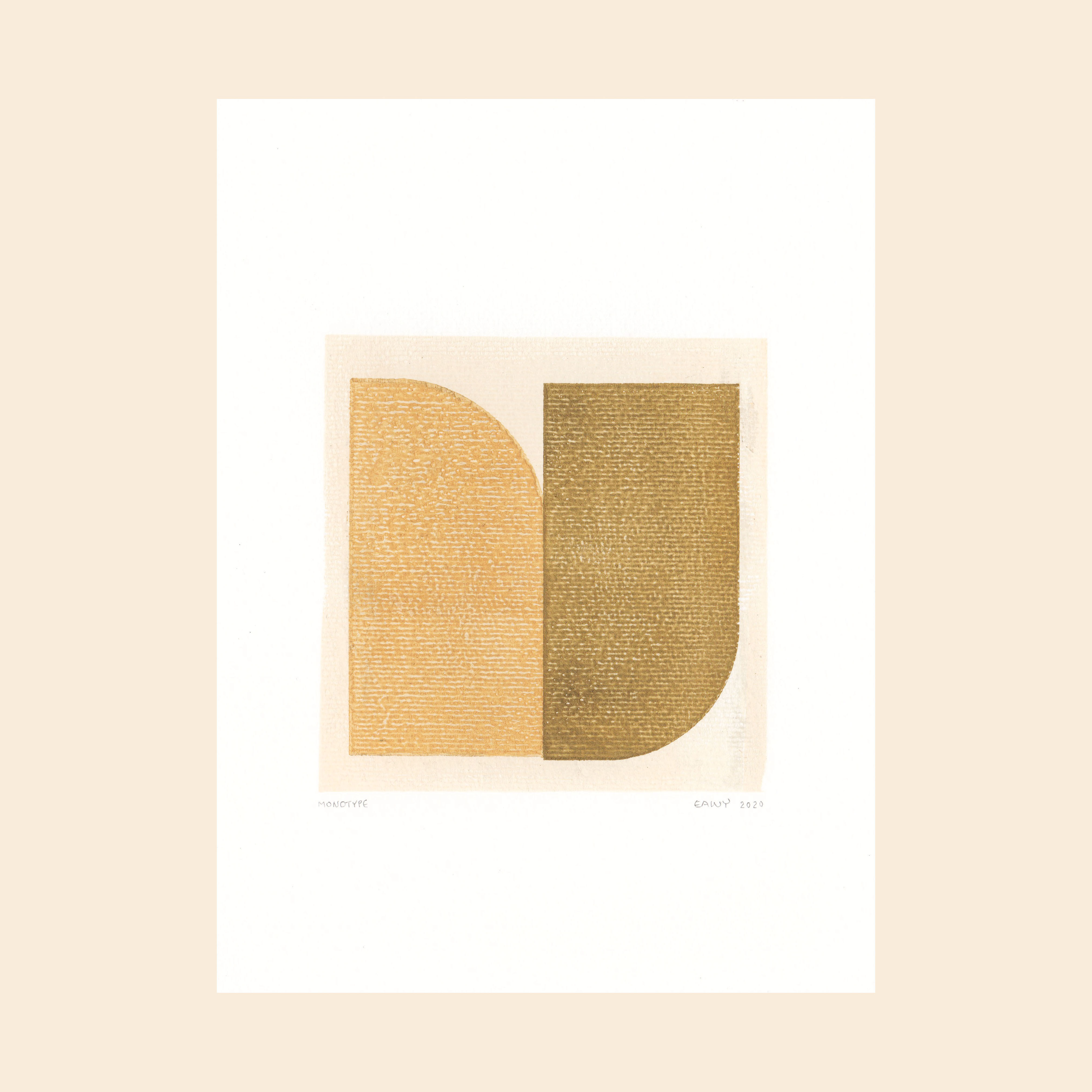One-design painting on dated and signed paper without frame