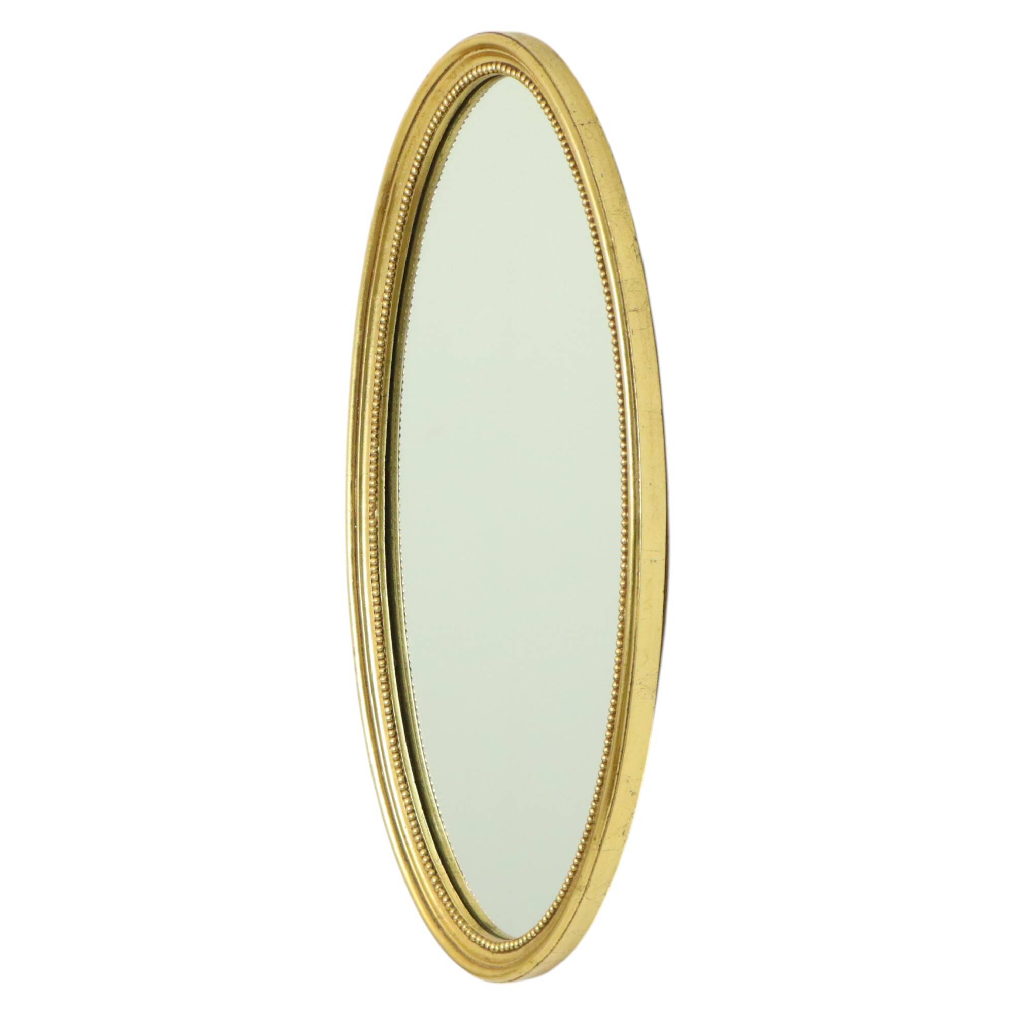 Large Oval Gold Mirror Hollywood Regency Style 70cm