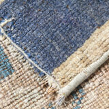 1X2 Blue vintage door mat rug, 1x2 Blue door mat rug, 2.7x1.5 Ft