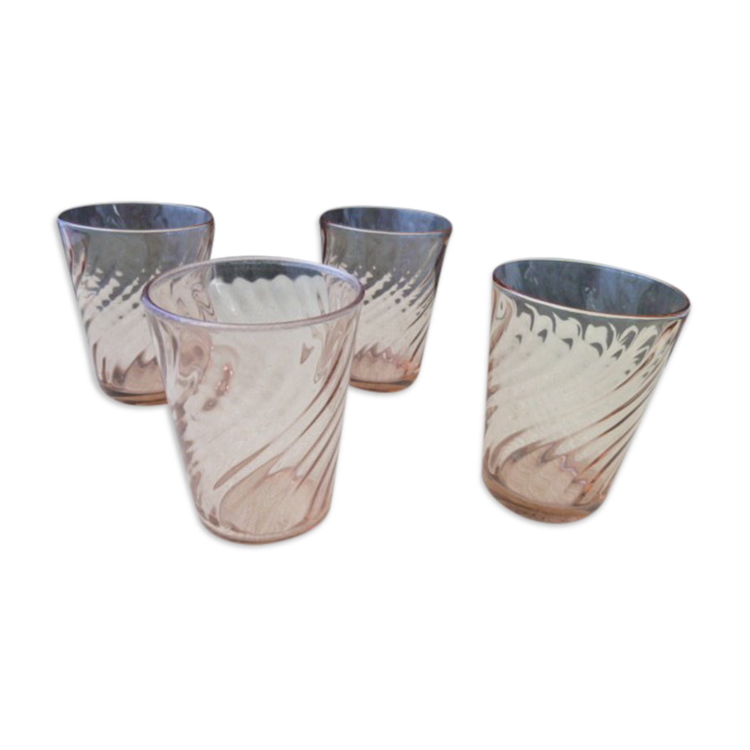 Set de 4 verres de table vintage forme gobelet arcoroc rosaline