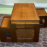 Coffee table with 2 tables in teak - 70s