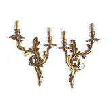 Duo of gilded bronze wall lamps