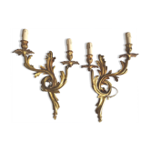 Duo of gilded bronze wall lamps