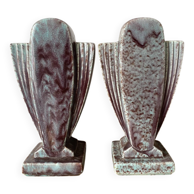 Paire de vases Art déco en céramique émaillée