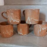 5 glazed stoneware cups