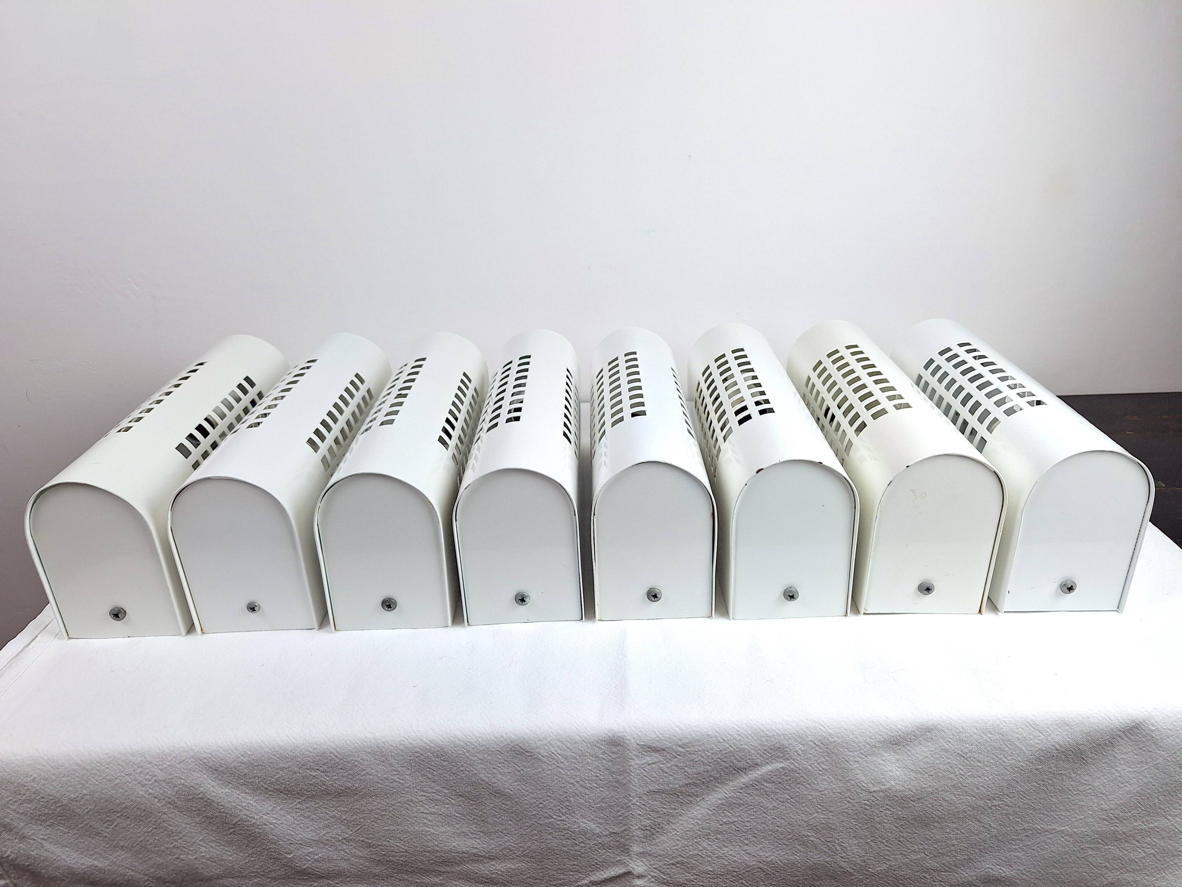 Pair of vintage 80s Memphis industrial wall or ceiling lights