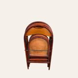 Set of 3 folding chairs in curved beech, circa 1930