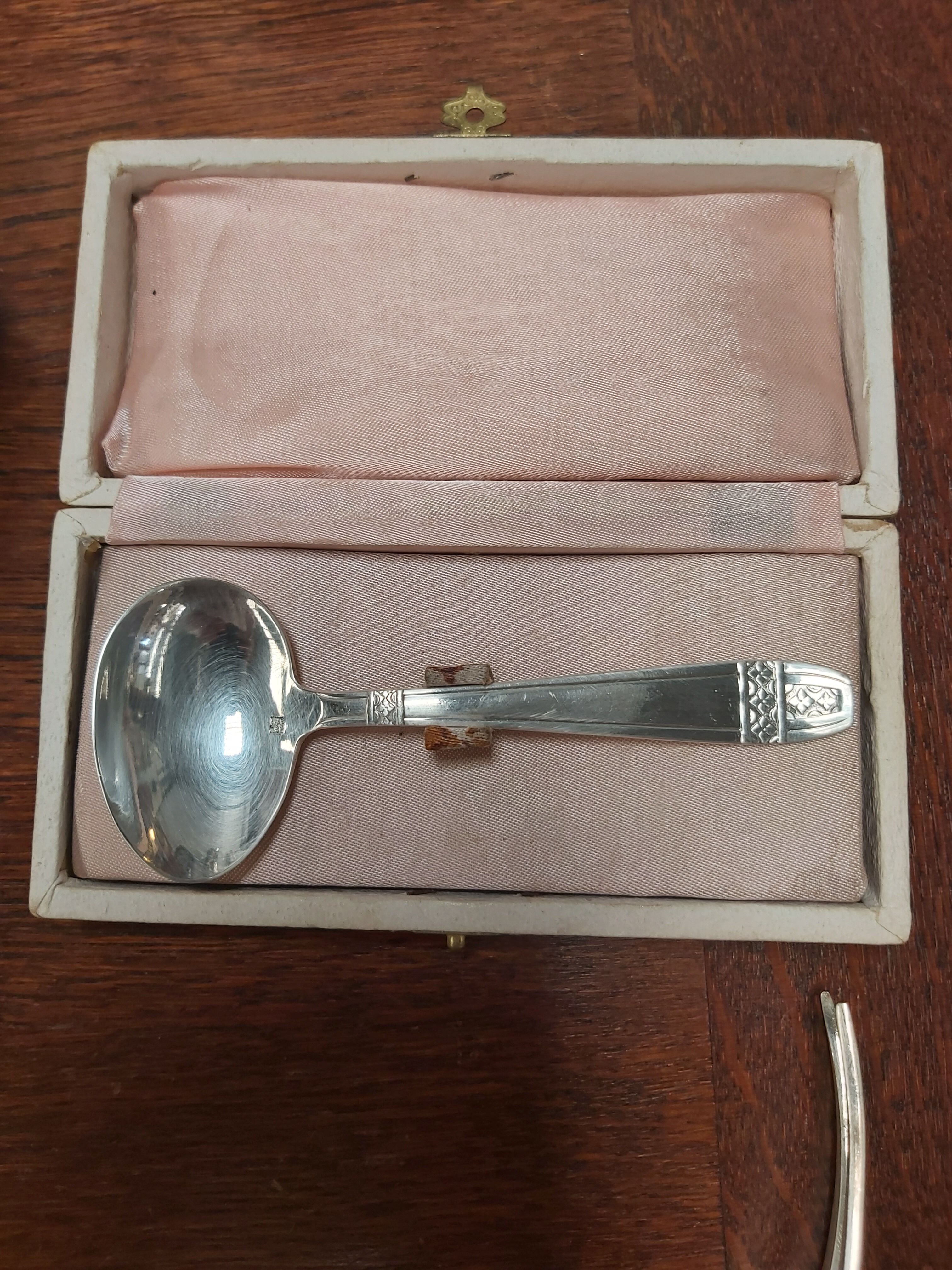Art Deco silver metal porridge spoon